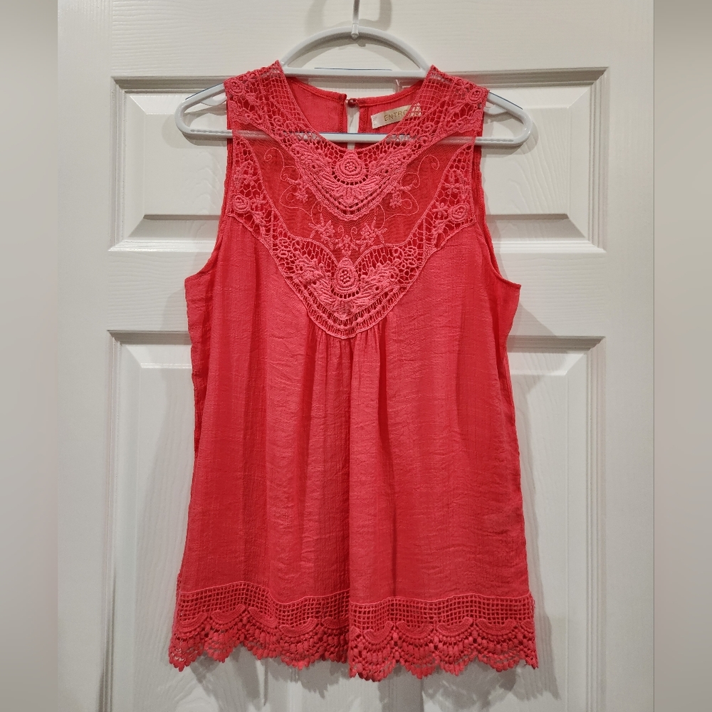 Entro Pink Sleeveless Dressy Tank Top Size S